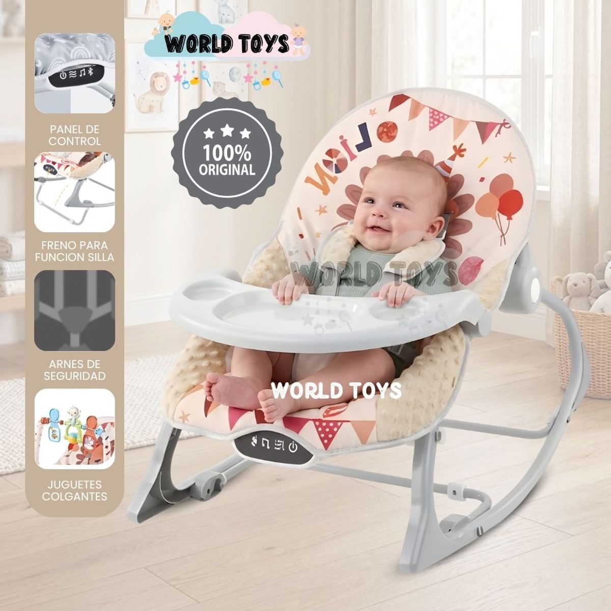 Baby - Silla Mecedora «NARAN» con Juguetes Didácticos Beige