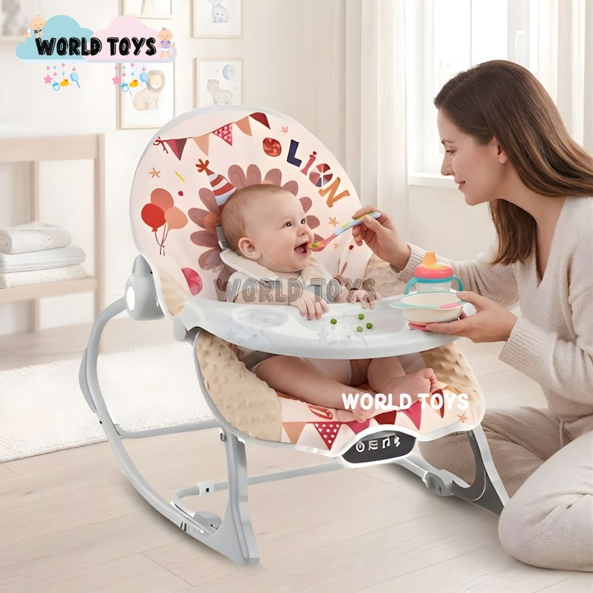 Baby - Silla Mecedora «NARAN» con Juguetes Didácticos Beige