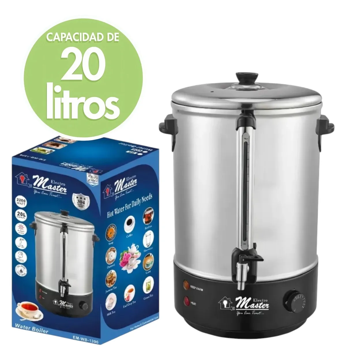 TERMO HERVIDOR ELECTRICO 20L CON REGULADOR TEMPERATURA ELECTRO MASTER, marca GENERICO - Foto Principal