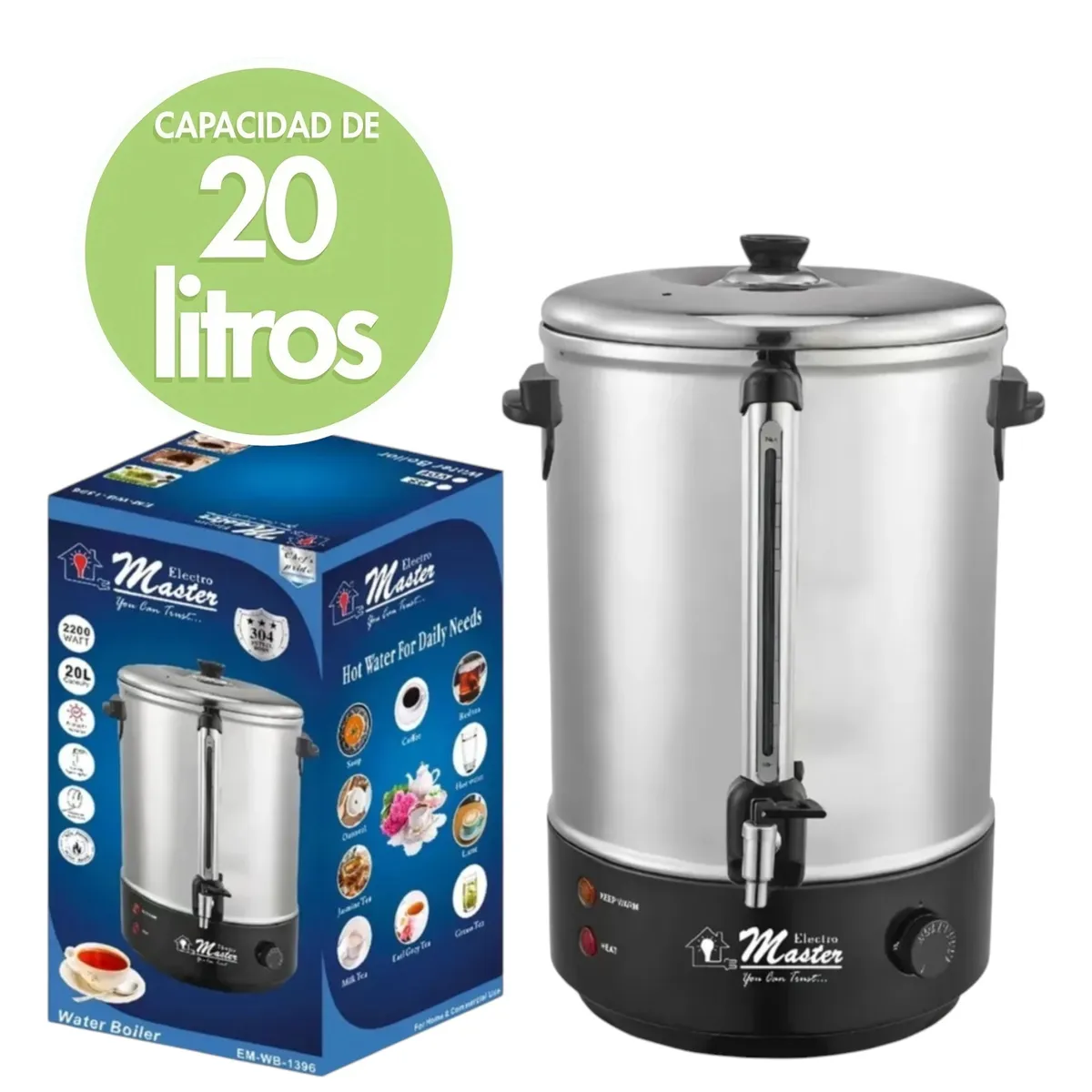 TERMO HERVIDOR ELECTRICO 20L CON REGULADOR TEMPERATURA ELECTRO MASTER, marca GENERICO - Foto Principal