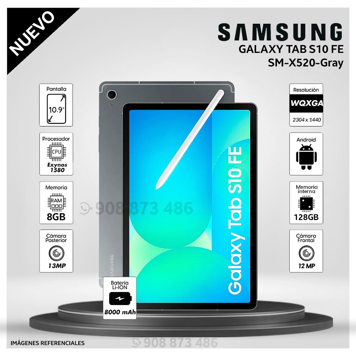 SAMSUNG - Tablet Samsung Galaxy Tab S10 FE 10.9 pulg. WUXGA 128GB 8GB RAM - GRAY