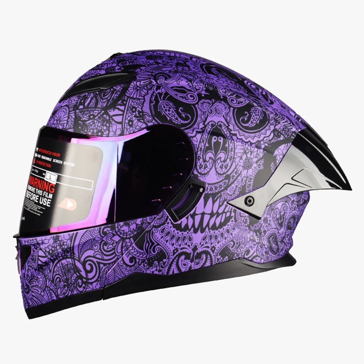 GENERICO - CASCO ABATIBLE HOKEN FF-916 VIOLETA CERT. DOT AMERICANA