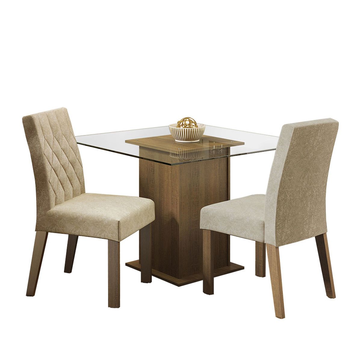 MADESA - Juego de Comedor Aline con 4 Sillas - Encimera Cuadrada de Cristal