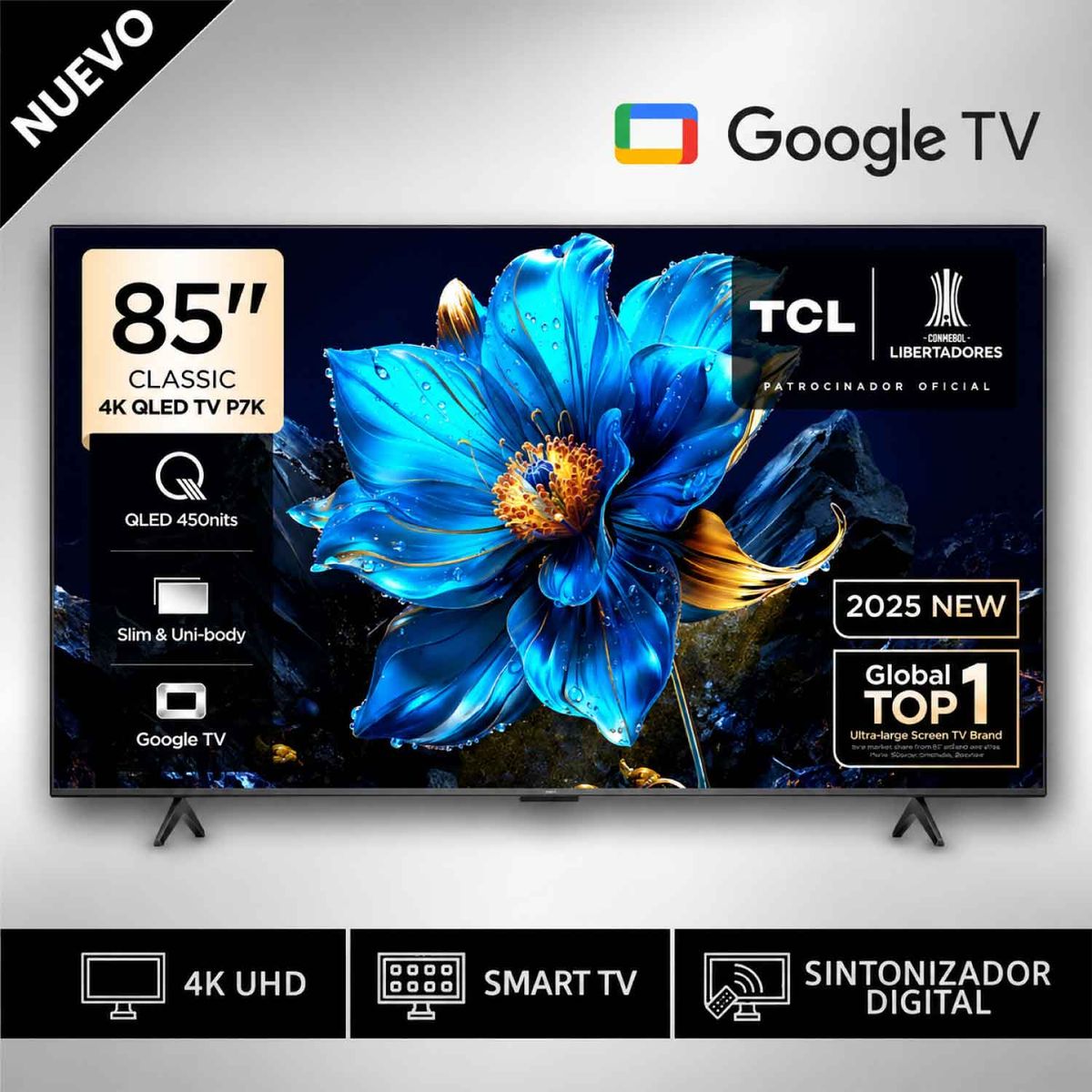 TCL - Televisor Smart UHD 4K 85 pulgadas TCL QLED 85P7K