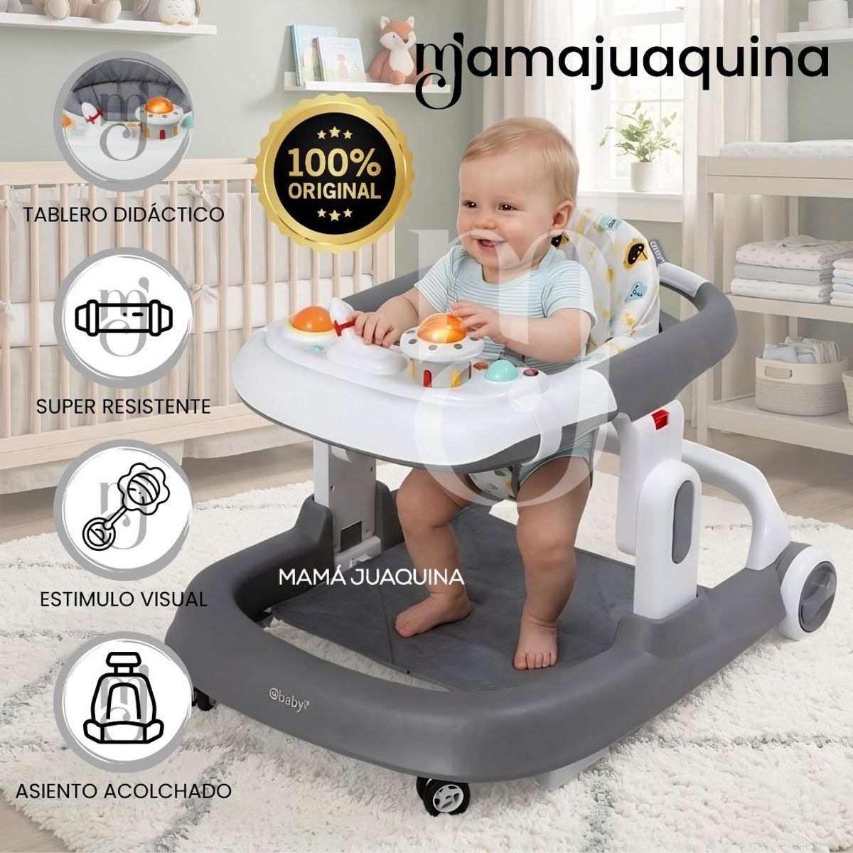 Baby - Andador con Tablero Didáctico «HANZEL» Edición Exclusiva Gray