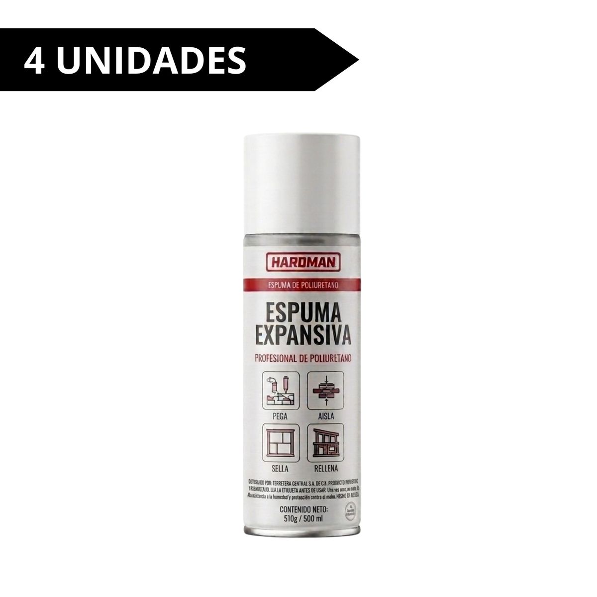 GENERICO - Pack X4 Espuma Expansiva Hardman De 500 ml