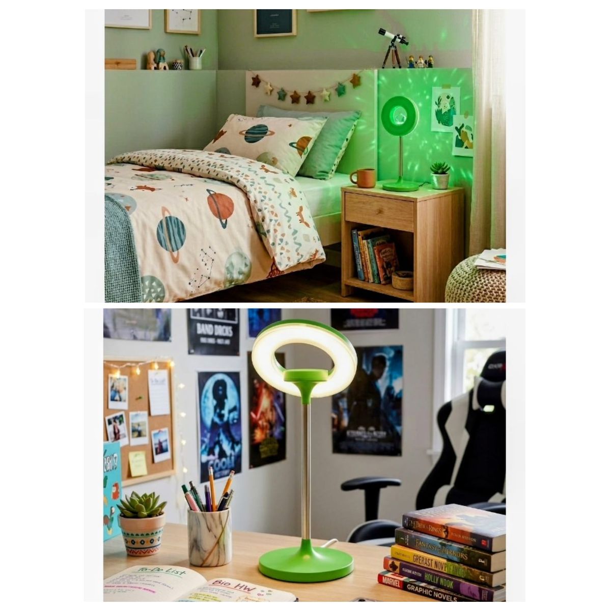 ORANGE - LAMPARA DE ESCRITORIO LED INFANTIL ORANGE MODELO OVNI COLOR VERDE NUEVA TENDENCIA EUROPEA