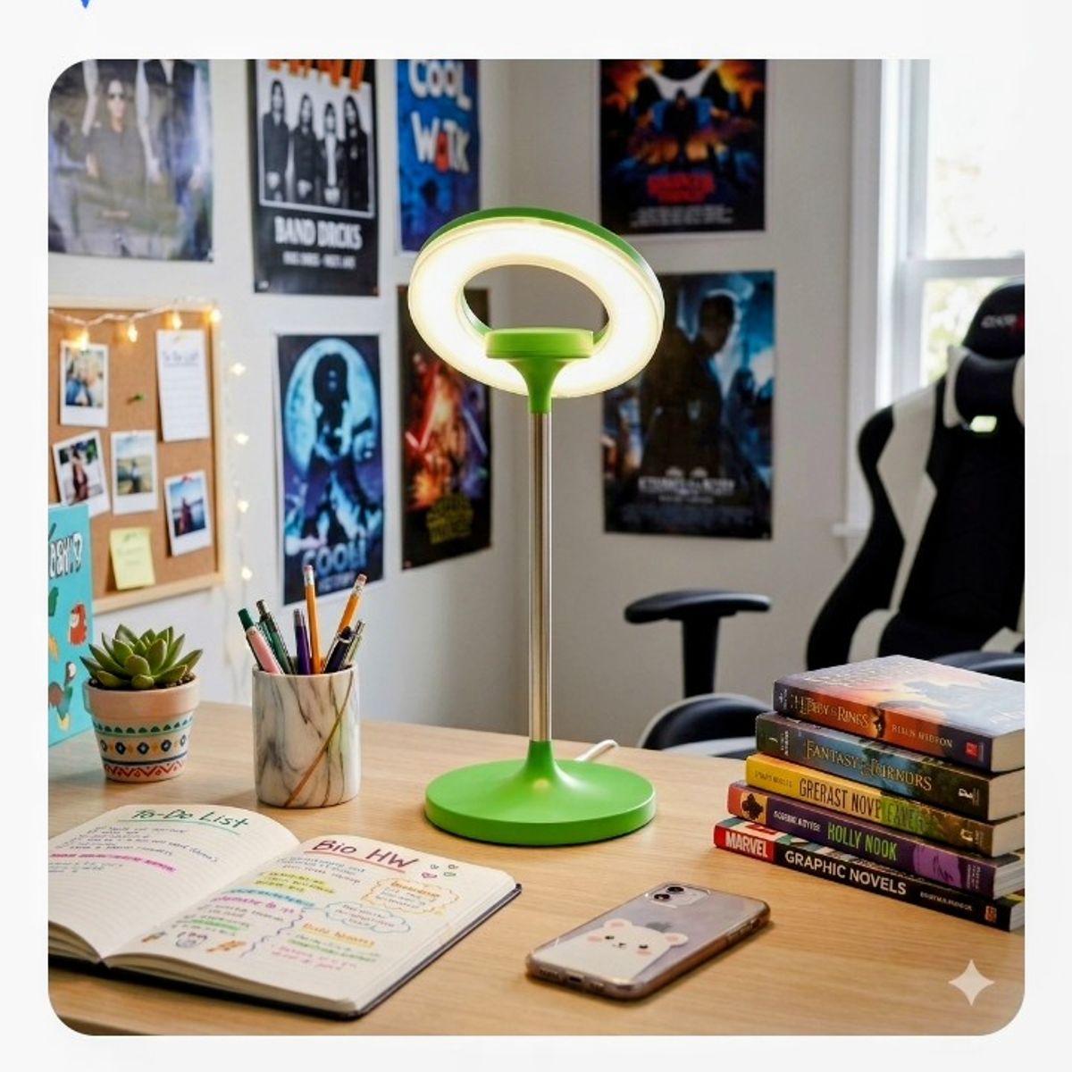 ORANGE - LAMPARA DE ESCRITORIO LED INFANTIL ORANGE MODELO OVNI COLOR VERDE NUEVA TENDENCIA EUROPEA