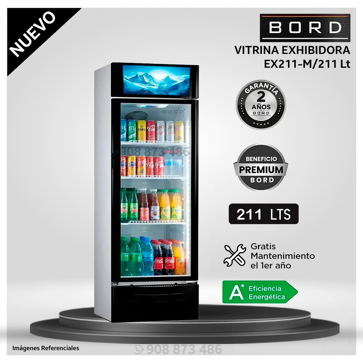 BORD - Exhibidora Bord Vertical 211LT EX211-M Blanco