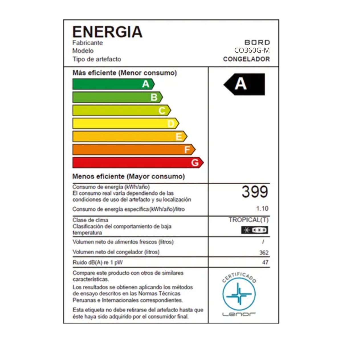 BORD - CONGELADOR BORD 362 L GRIS - CO360G-M