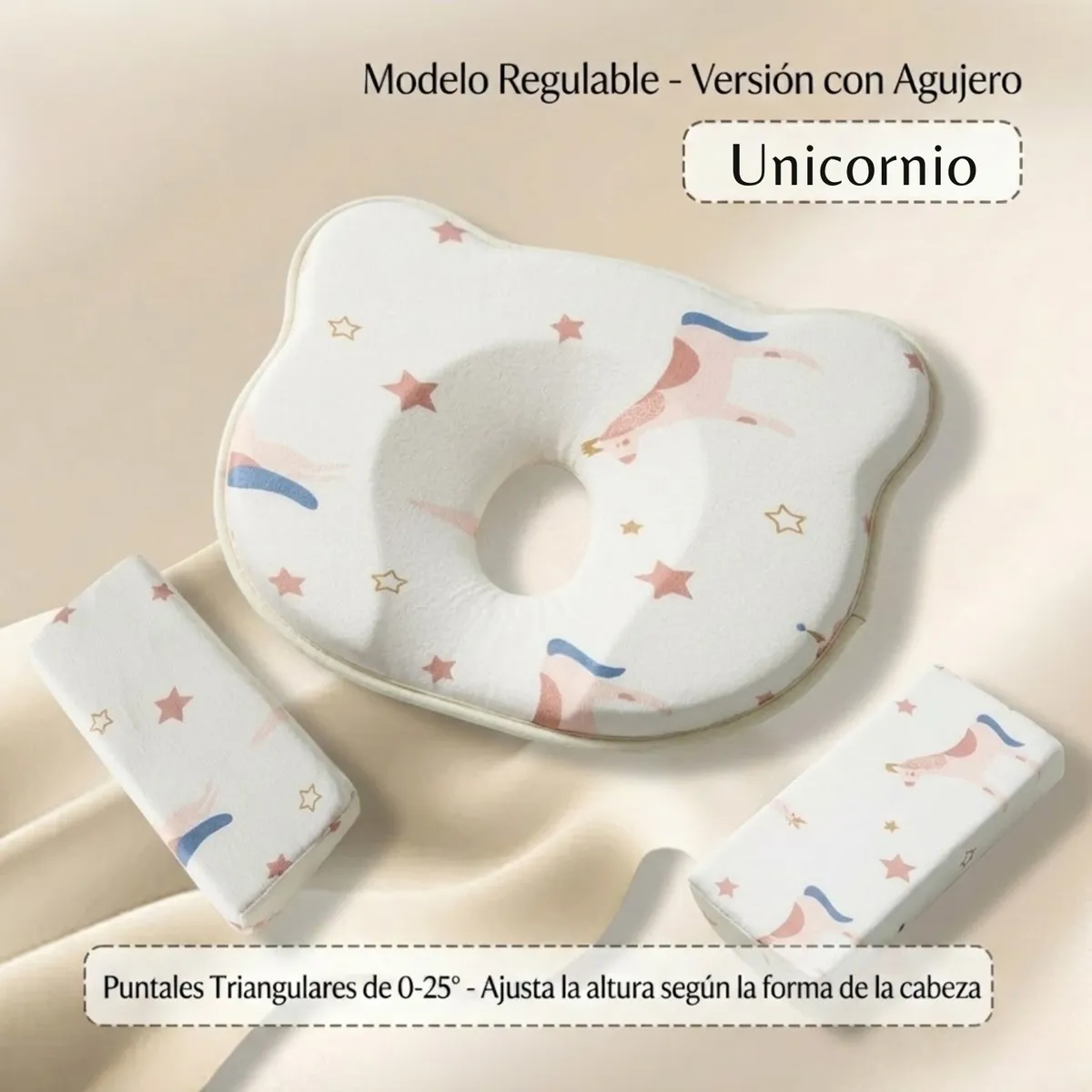 DAUER - Kit de Almohadas 3 en 1 para Bebé Sistema Antivuelco y Moldeado + 2 Cuñas Antivuelco Niña