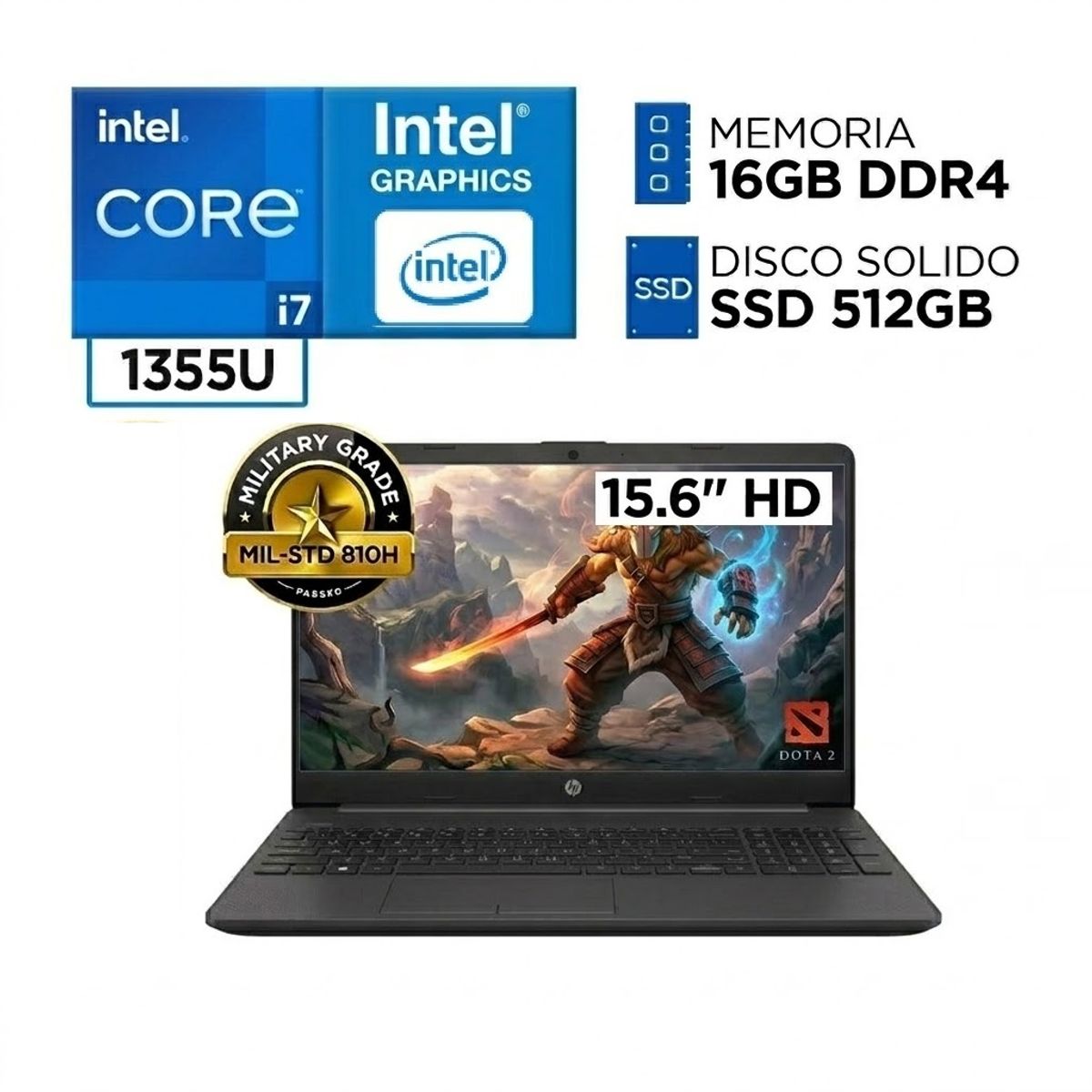 HP - Laptop HP Intel Core i7 1355U RAM 16GB SSD 512GB 250 G10 13va Gen 15.6" HD