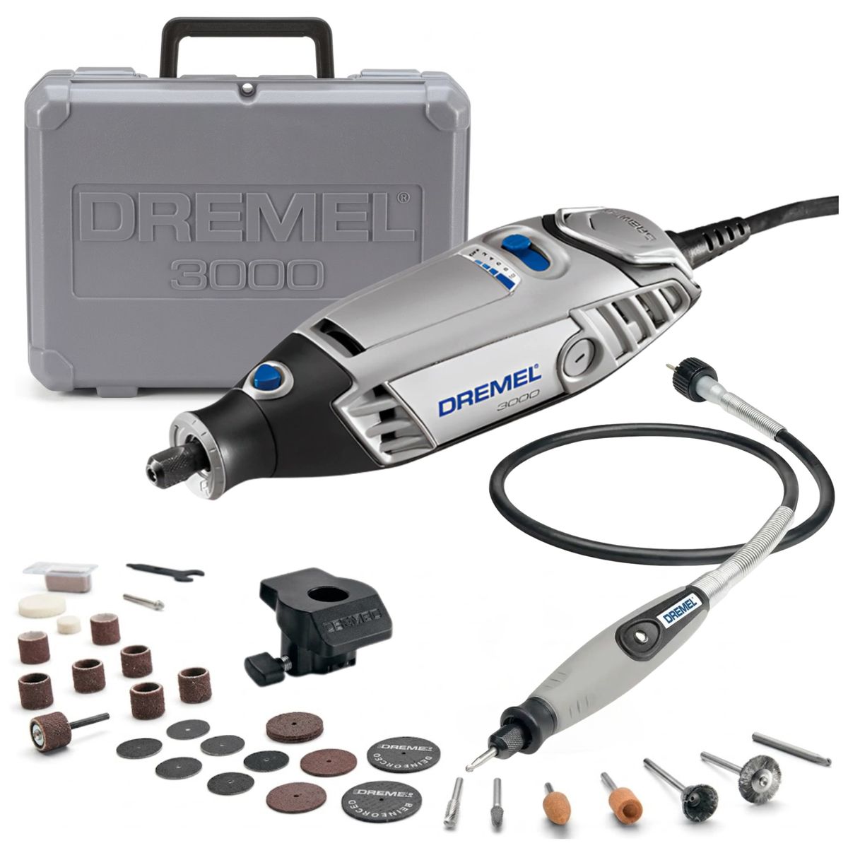 Minitaladro multipropósito eléctrica DREMEL 3000 con 30 accesorios y Eje Flexible, marca DREMEL - Foto Principal