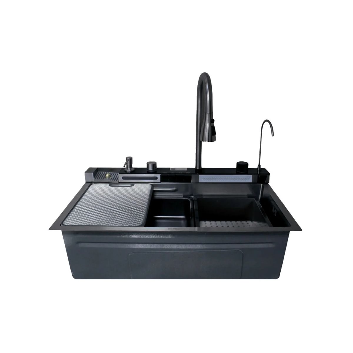 FRATELLI - BL-7546B - Lavadero Multifuncional de Acero Inox. 304 Nano Black C/mezc+filtro 75x46x22Cm - Fratelli