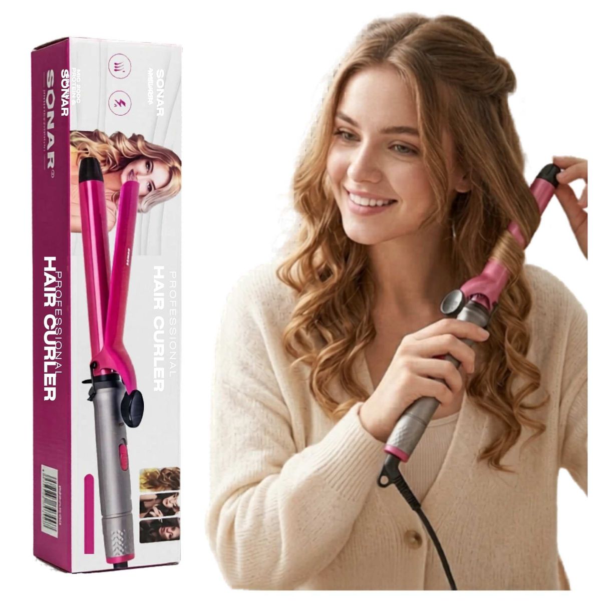 SONAR - Rizador Ondulador Profesional para el Cabello 200°C Rizos de Larga Duración.