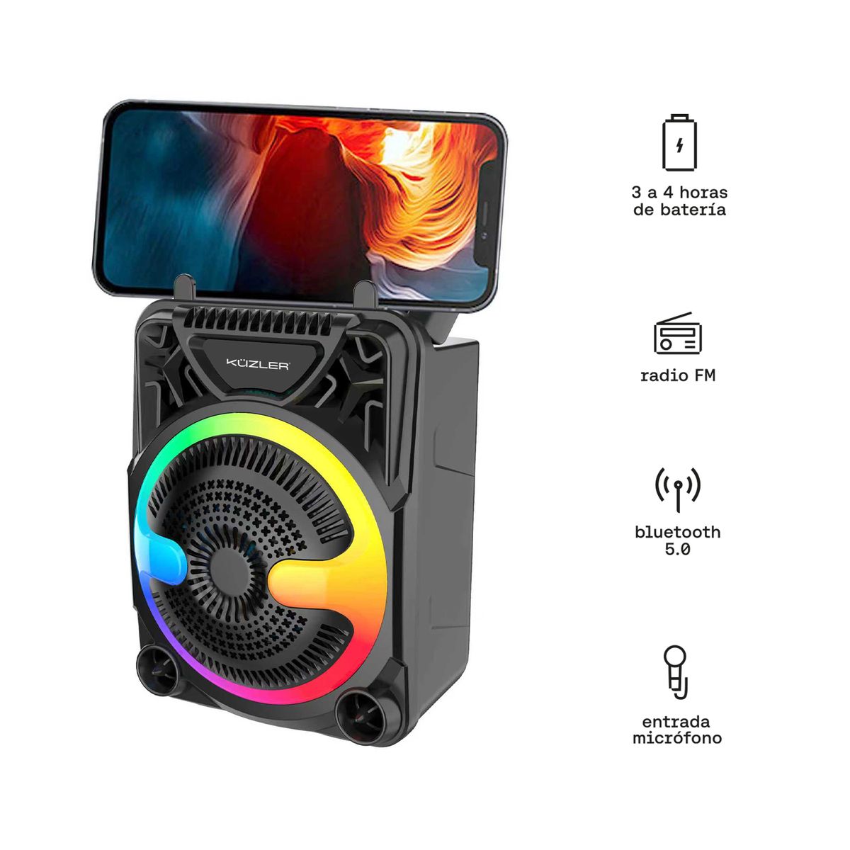 KUZLER - Parlante Bluetooth Kuzler DERK-102 100W LED Mic Portátil
