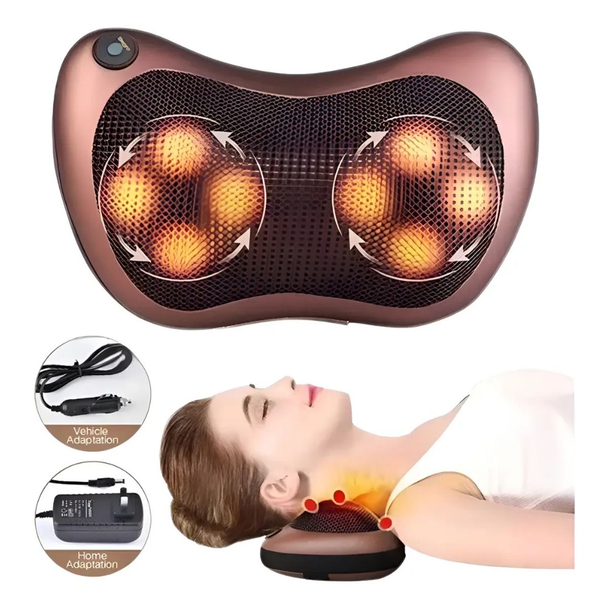 OEM - Cojin De Masaje Shiatsu Con Esferas Y Calor Para Auto Y Casa