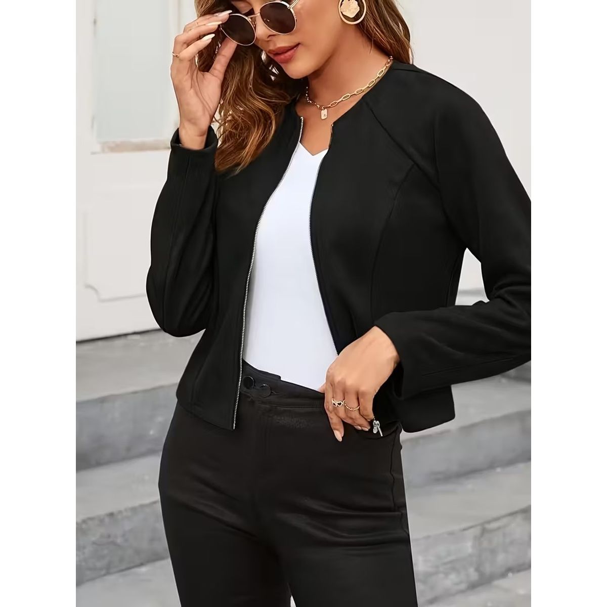 GENERICO - Casaca De Mujer Chaqueta Para Mujer - Negro XL