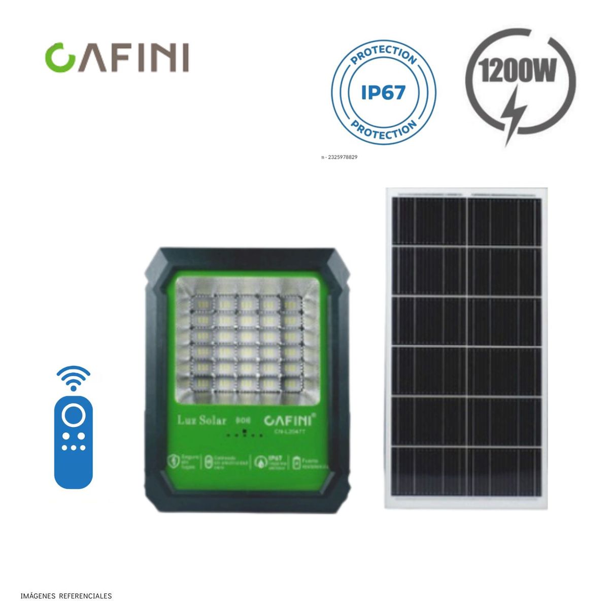OEM - Reflector Solar LED 1200W Resistente al Agua IP67 con Panel Solar