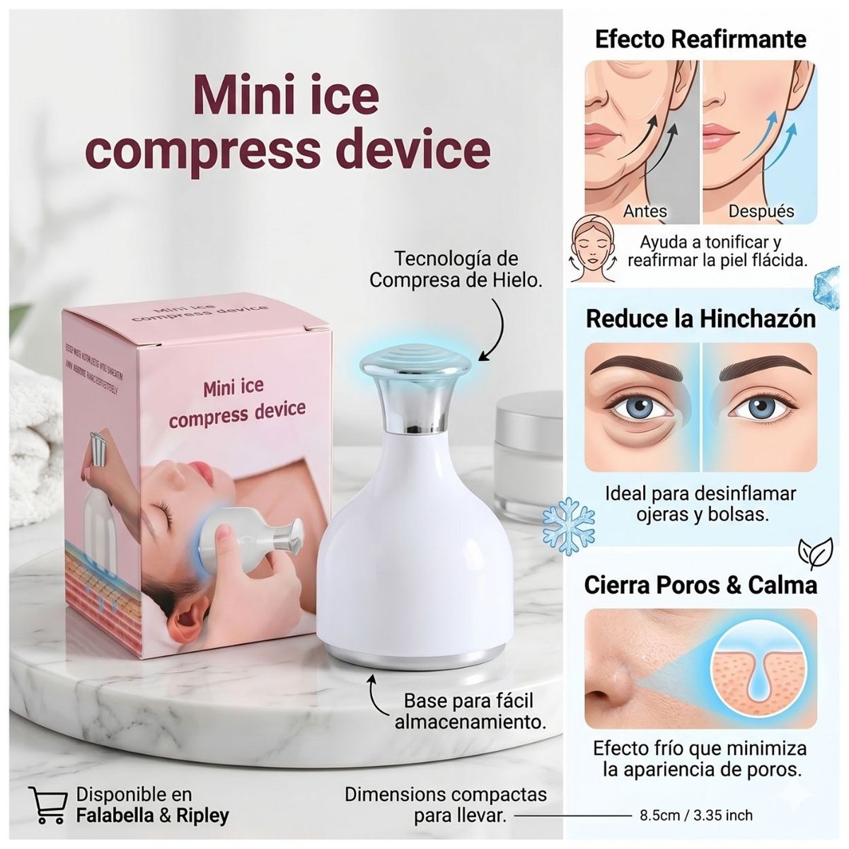 GENERICO - Pack Cuidado Cepillo Secador Voluminizador y Masajeador Facial Terapia Fría + Perfume de Regalo