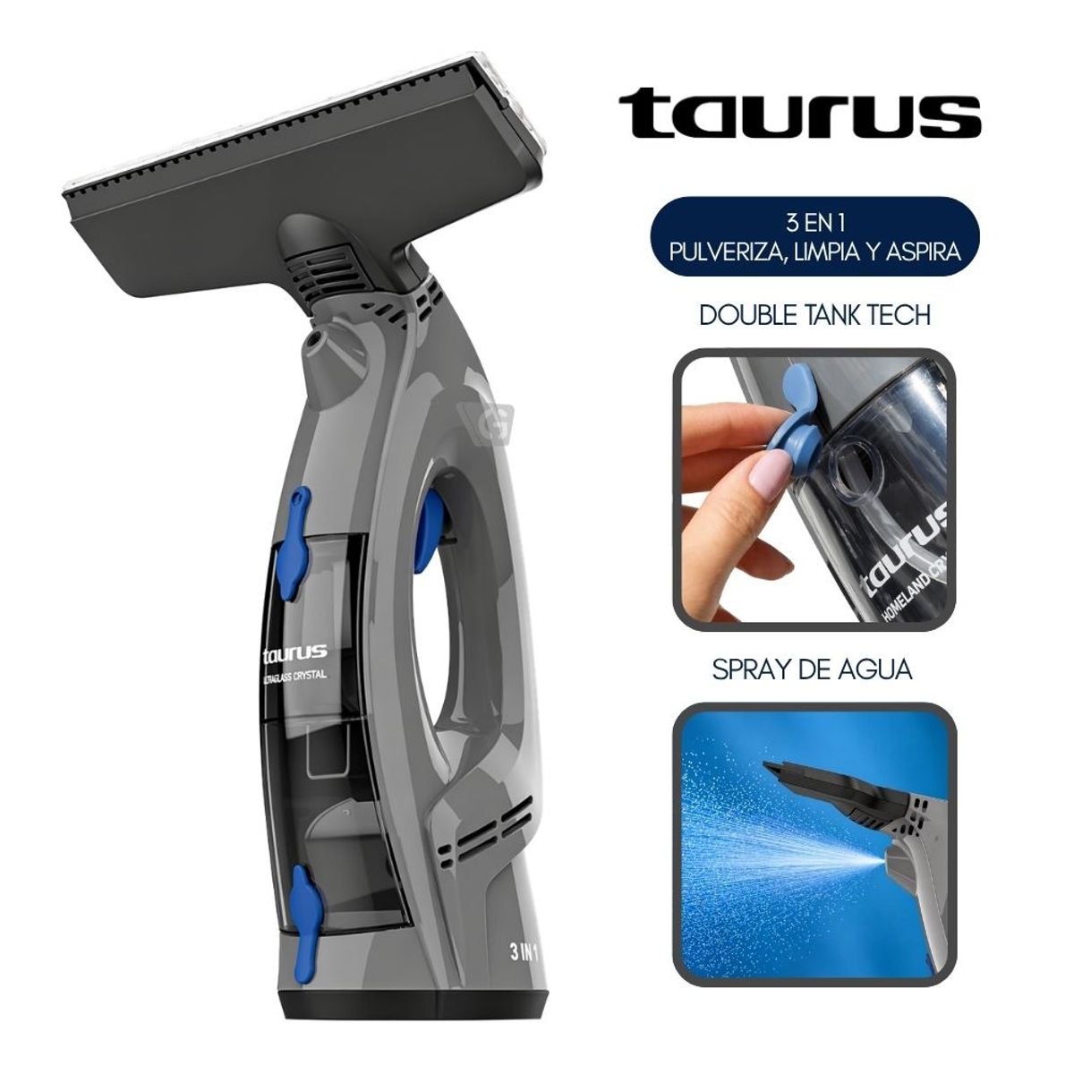 TAURUS - Aspiradora de Ventana 3 en 1 Mod. Homeland Crystal