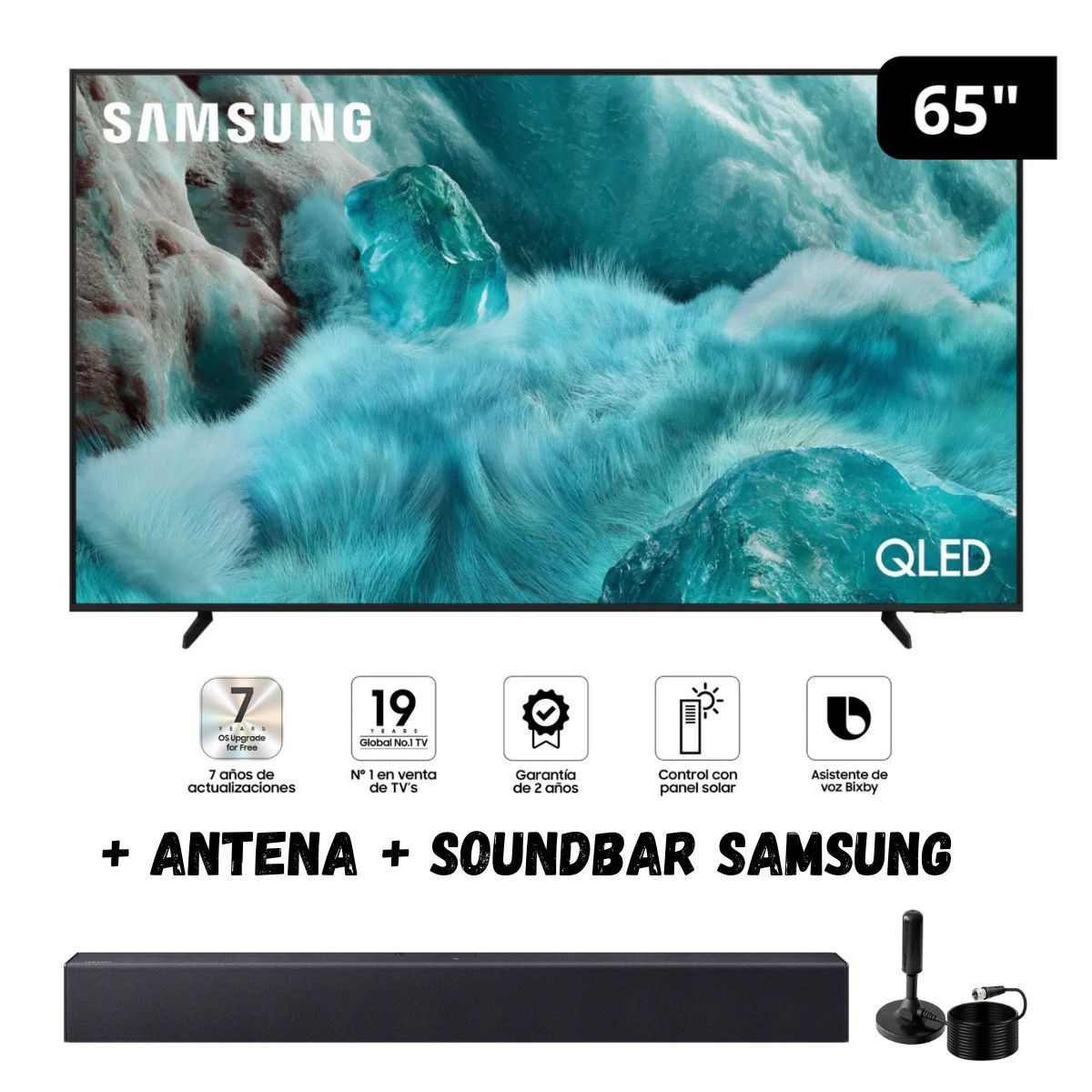 SAMSUNG - Televisor SAMSUNG 65'' QLED VISION AI QN65Q7FAAGXPE 2025 + ANT + SOUNDBAR SAMSUNG