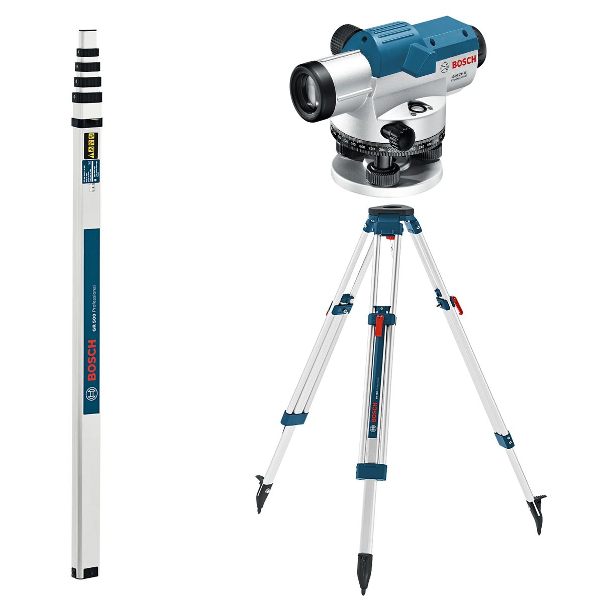 BOSCH - Combo Nivel óptico GOL 26 D +Trípode BT 160 +Regla Medición 5m Bosch