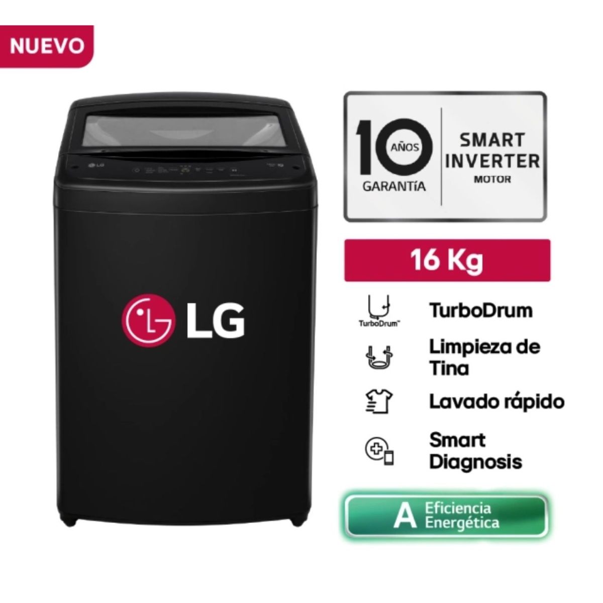 LG - Lavadora LG 16KgTurboDrum WT160BVTB Onyx Negro