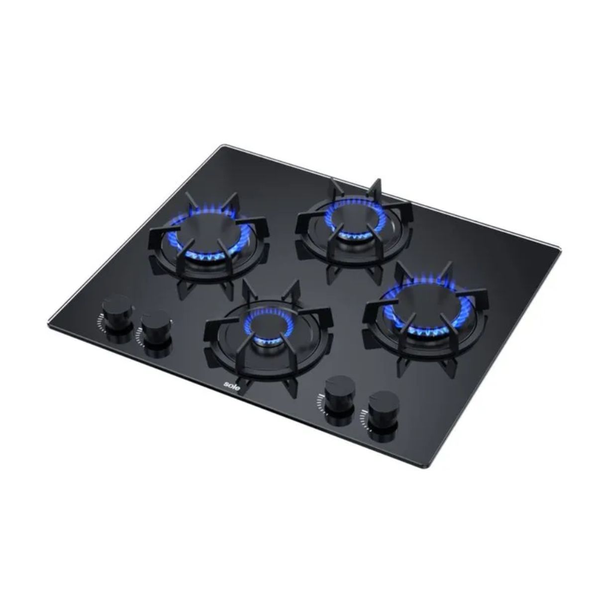 Sole - Encimera A Gas Rubi 4 Hornillas 60Cm Vidrio Black Sole SOLCO078