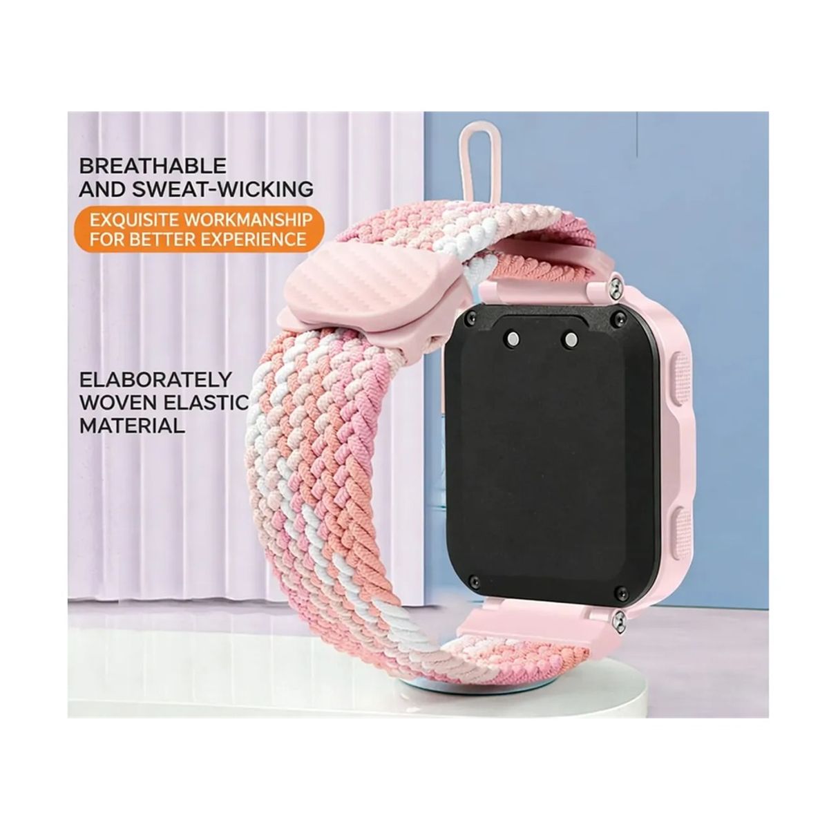 GENERICO - CORREA DE NYLON TRENZADO PARA HUAWEI WATCH KIDS 4 PRO ROSA