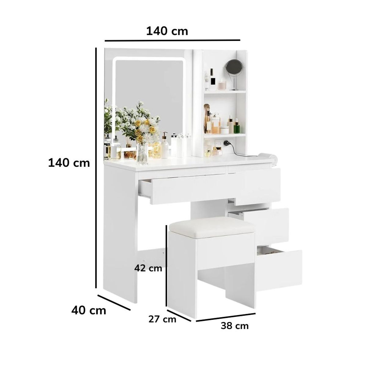 MASIVA HOME - Tocador con espejo Soraya Blanco - Masiva Home