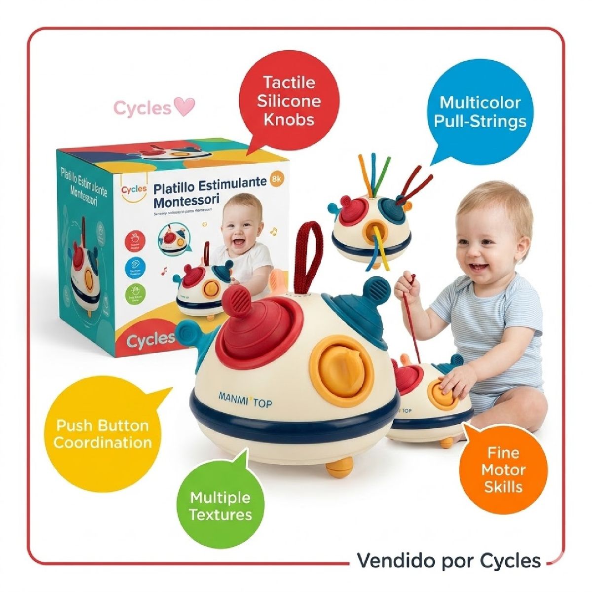 GENERICO - Platillo Sensorial Montessori 6-en-1 Despierta la Curiosidad y Motricidad de tu Bebé