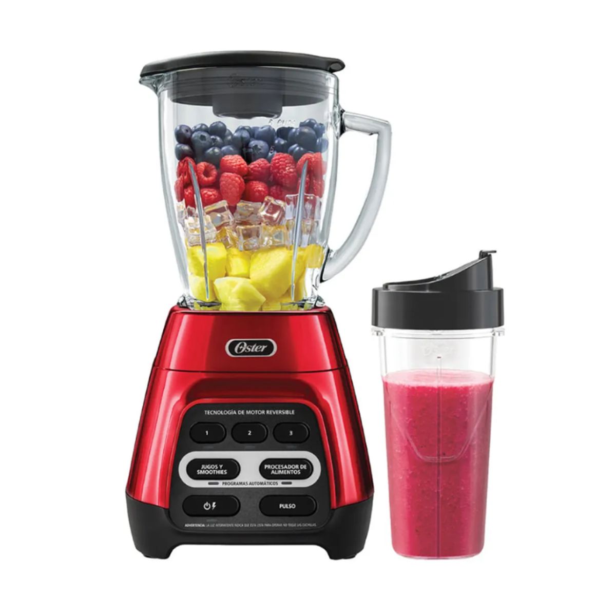 OSTER - Licuadora Oster BLSTPYG1310-RBG-053 1.5L Roja + Blend-N-Go 750 ml