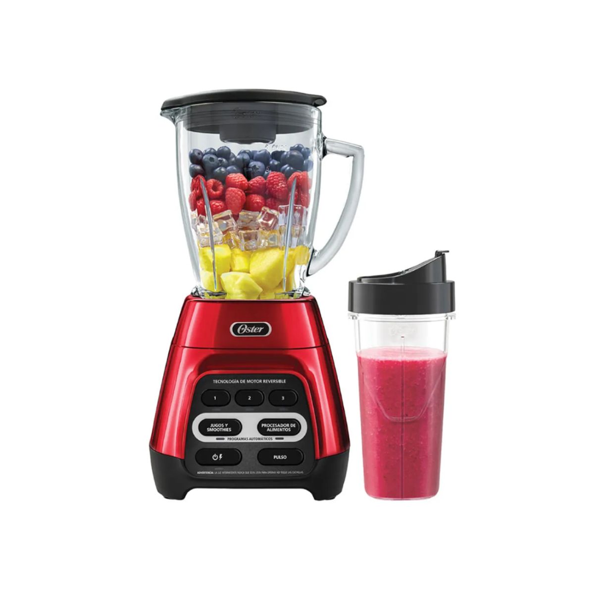 OSTER - Licuadora Oster BLSTPYG1310-RBG-053 1.5L Roja + Blend-N-Go 750 ml