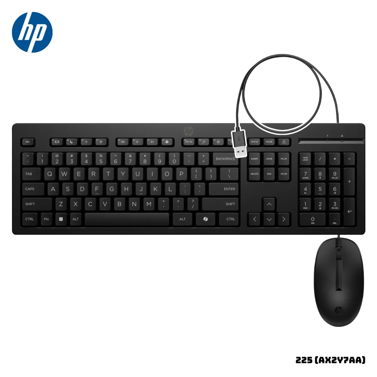 HP - KIT HP TECLADO Y MOUSE ALAMBRICOS 225 NEGRO - AX2Y7AA