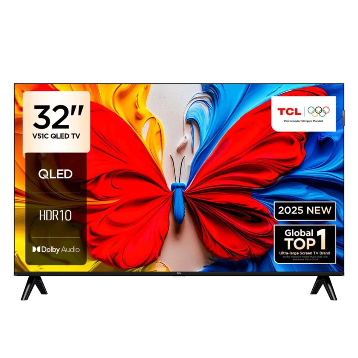 TCL - Televisor TCL 32” QLED FHD Google TV 32V51C  Smart TV con Imagen Vibrante