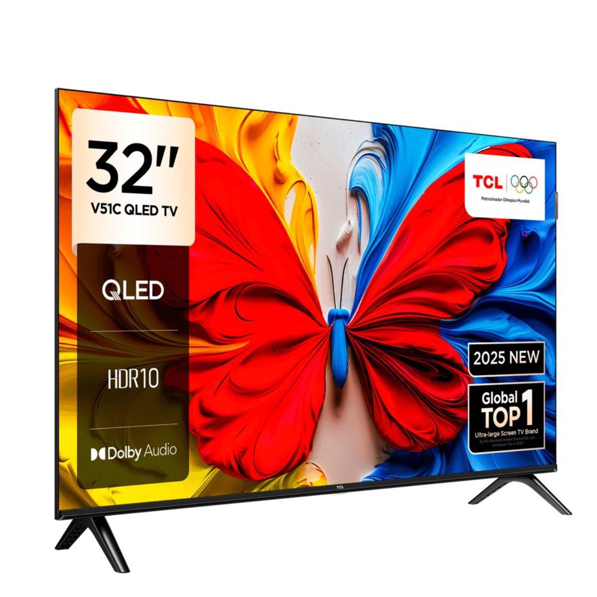 TCL - Televisor TCL 32” QLED FHD Google TV 32V51C  Smart TV con Imagen Vibrante