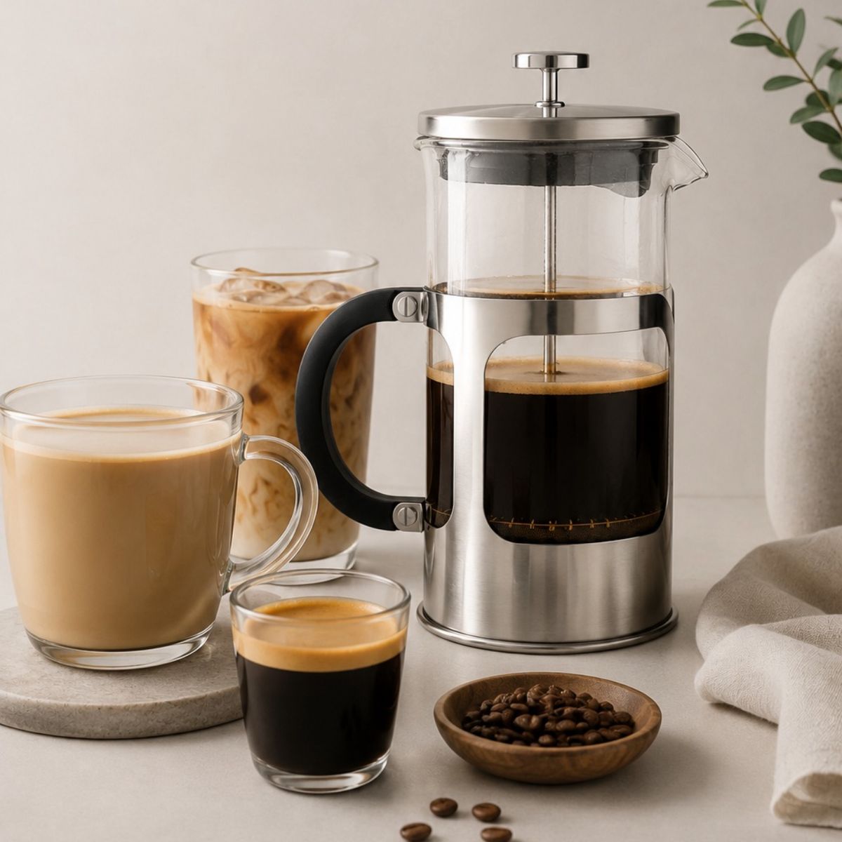 GENERICO - Prensa Francesa Premium 600ML de Vidrio Borosilicato y Acero Inoxidable para Café e Infusiones
