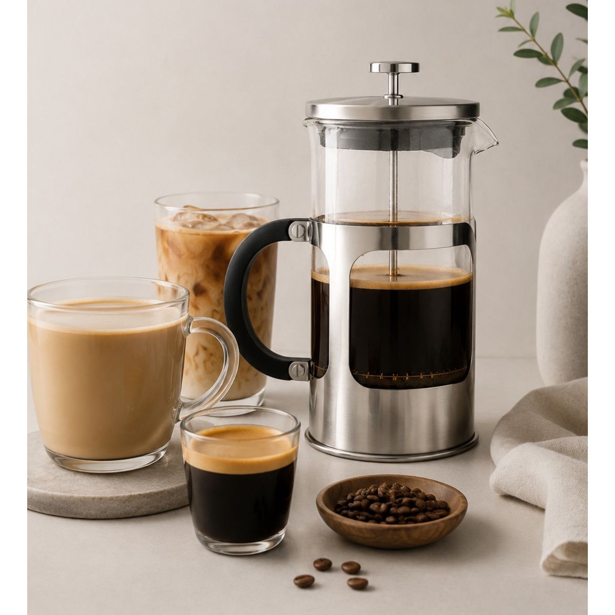 GENERICO - Prensa Francesa Premium 600ML de Vidrio Borosilicato y Acero Inoxidable para Café e Infusiones