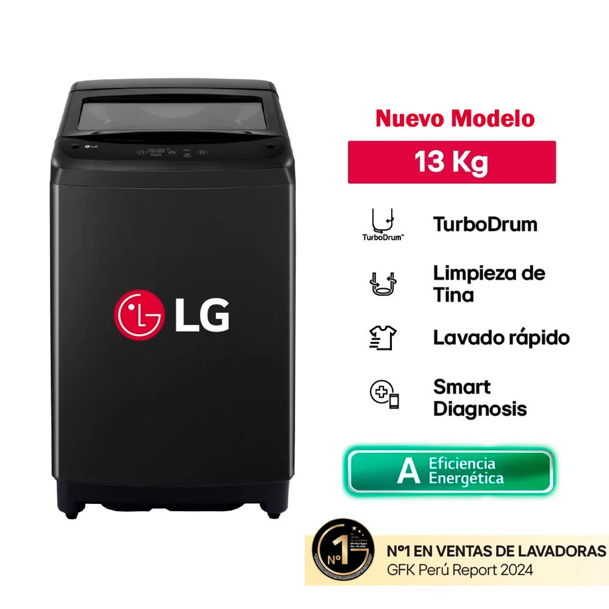 LG - Lavadora LG Carga Superior Smart Inverter 13 Kg WT13OBVTB - Negro