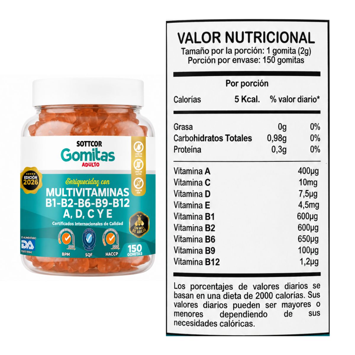 SOTTCOR LABS - Gomitas Multivitaminico Sottcor Labs Adulto - 150 gomitas