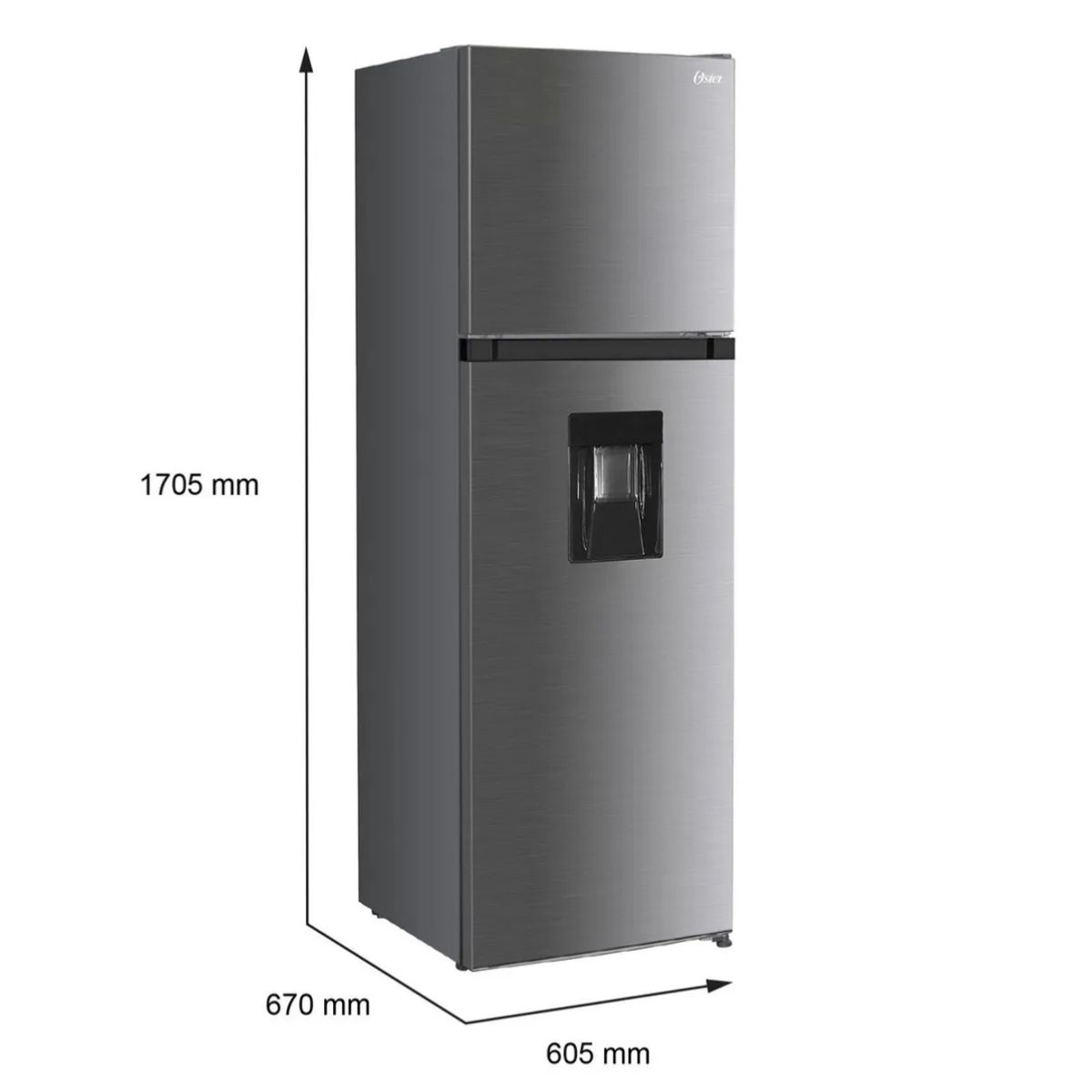 OSTER - REFRIGERADORA OSTER 331 L CON DISP DE AGUA GRIS INOX - OS-PNF21302VDI