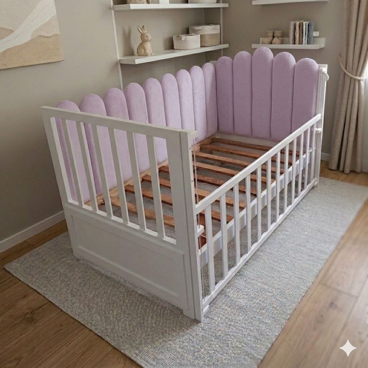 GENERICO - CAMA CUNA PLAZA Y MEDIA PARA BEBE LILA