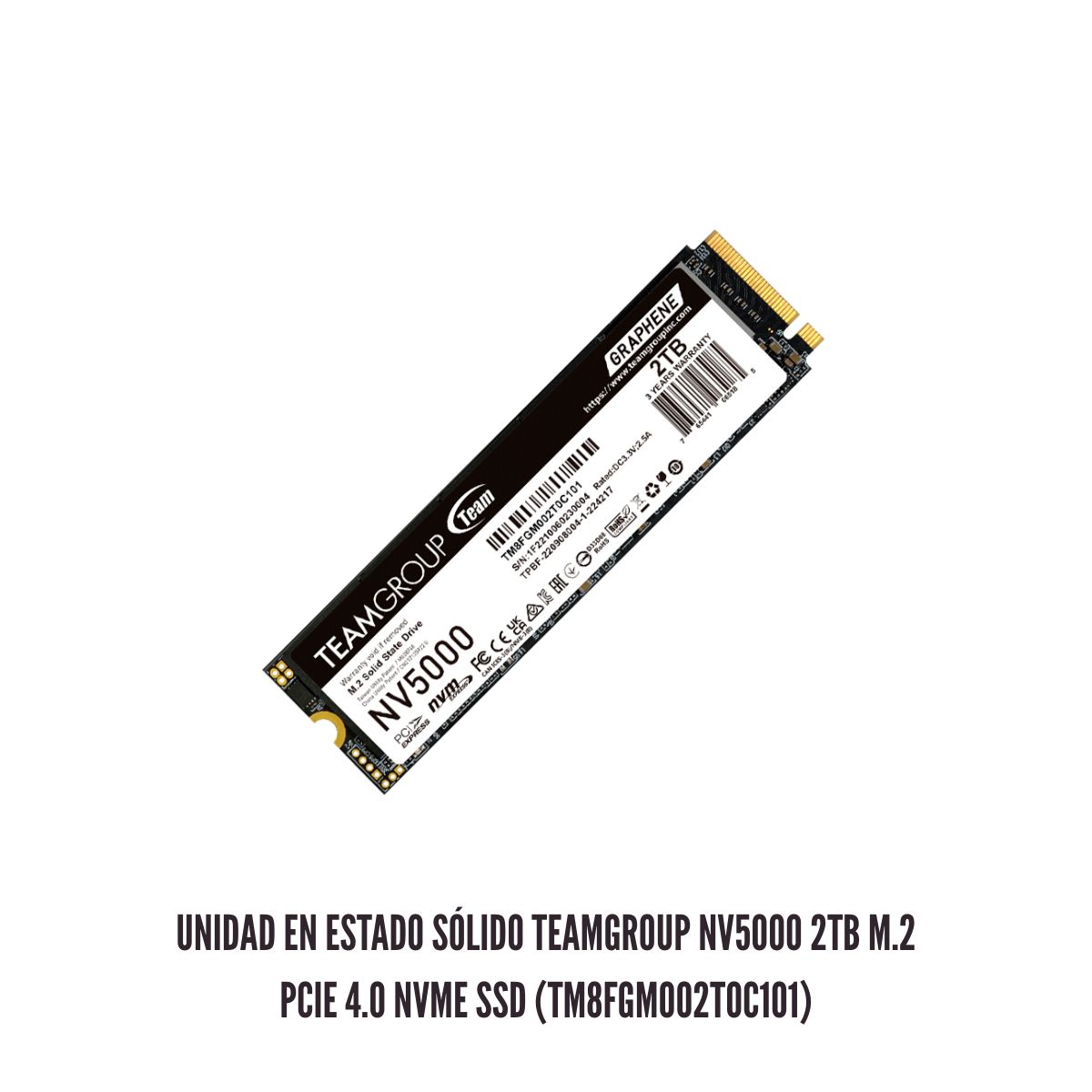 TEAMGROUP - UNIDAD EN ESTADO SOLIDO TEAMGROUP NV5000 2TB M.2 PCIE 4.0 NVME SSD TM8FGM002T0C101