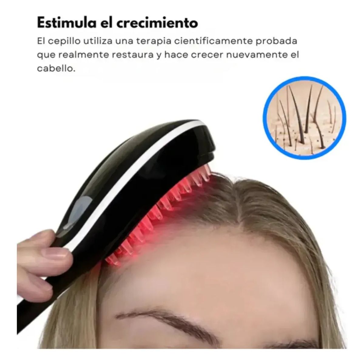 Peine cepillo masajeador LED cuidado capilar fototerapia reduce frizz anticaida nanofog, marca GENERICO - Foto 2