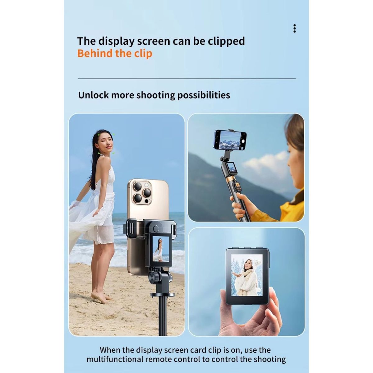 Trípode Convertible a Palo de Selfie Extensible de 31 cm a 170 cm con Monitor LCD, marca OEM - Foto 2