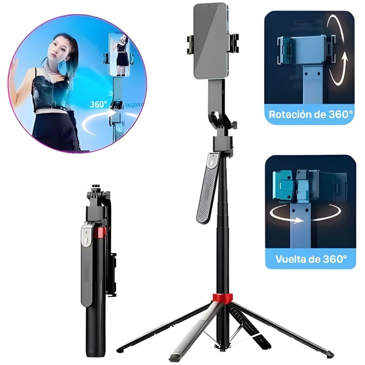Trípode Inteligente con Gimbal y Seguimiento facial inteligente 3 en 1 Q185, marca OEM - Foto 2