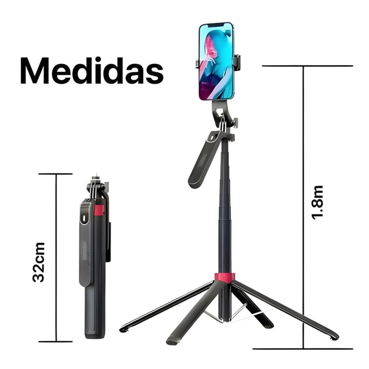 Trípode Inteligente con Gimbal y Seguimiento facial inteligente 3 en 1 Q185, marca OEM - Foto Principal