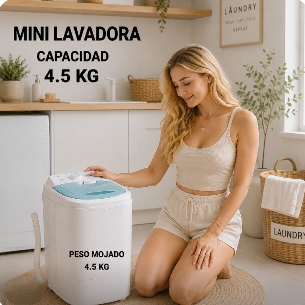 GENERICO - MINI LAVADORA ELÉCTRICA PORTÁTIL DE ROPA ZAPATILLA CON ESCOBILLA PARA LAVADO 4.5KG