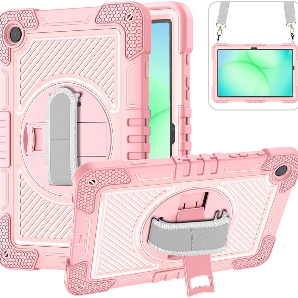 GENERICO - Funda Antigolpe Armor Correa 360° Para Samsung Tab A11 / A9 8.7 - ROSADO